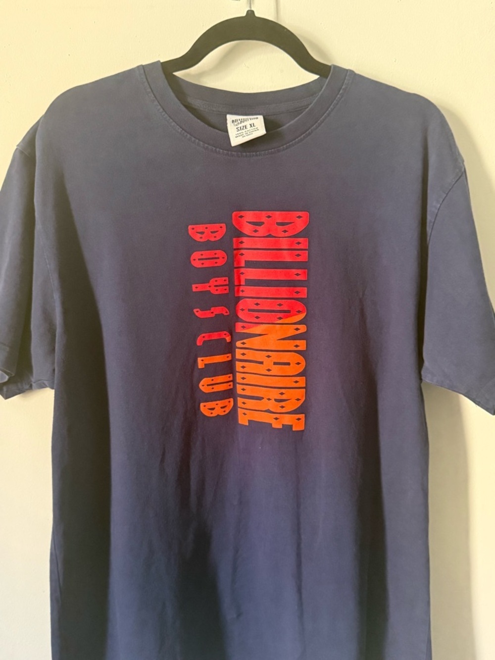 Billionaire Boys Club Navy Tee with Red and Orange Vertical Logo